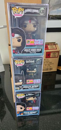 Sdcc 2026 funko pop Absolute Batman, superman, and Wonder women