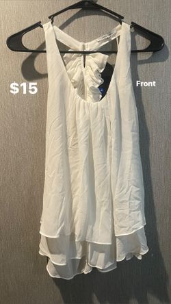 ✨NWT Naked Zebra White Ruffle T-Back Tank Top Blouse - Size (M)✨
