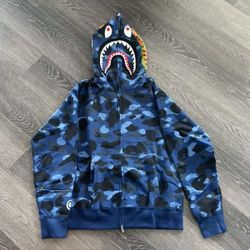 BAPE Shark Full-Zip Blue Camo Hoodie