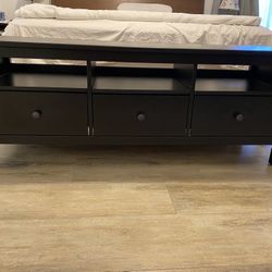 HEMNES TV unit, black-brown, 58 1/4x18 1/2x22 1/2 " 