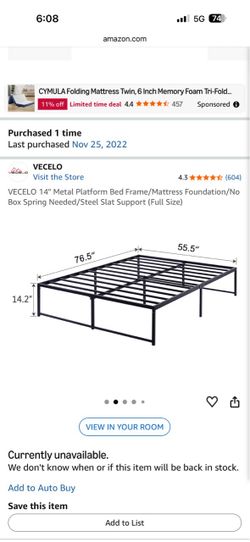 Like-New Bed Frame – Easy to Assemble – $XX