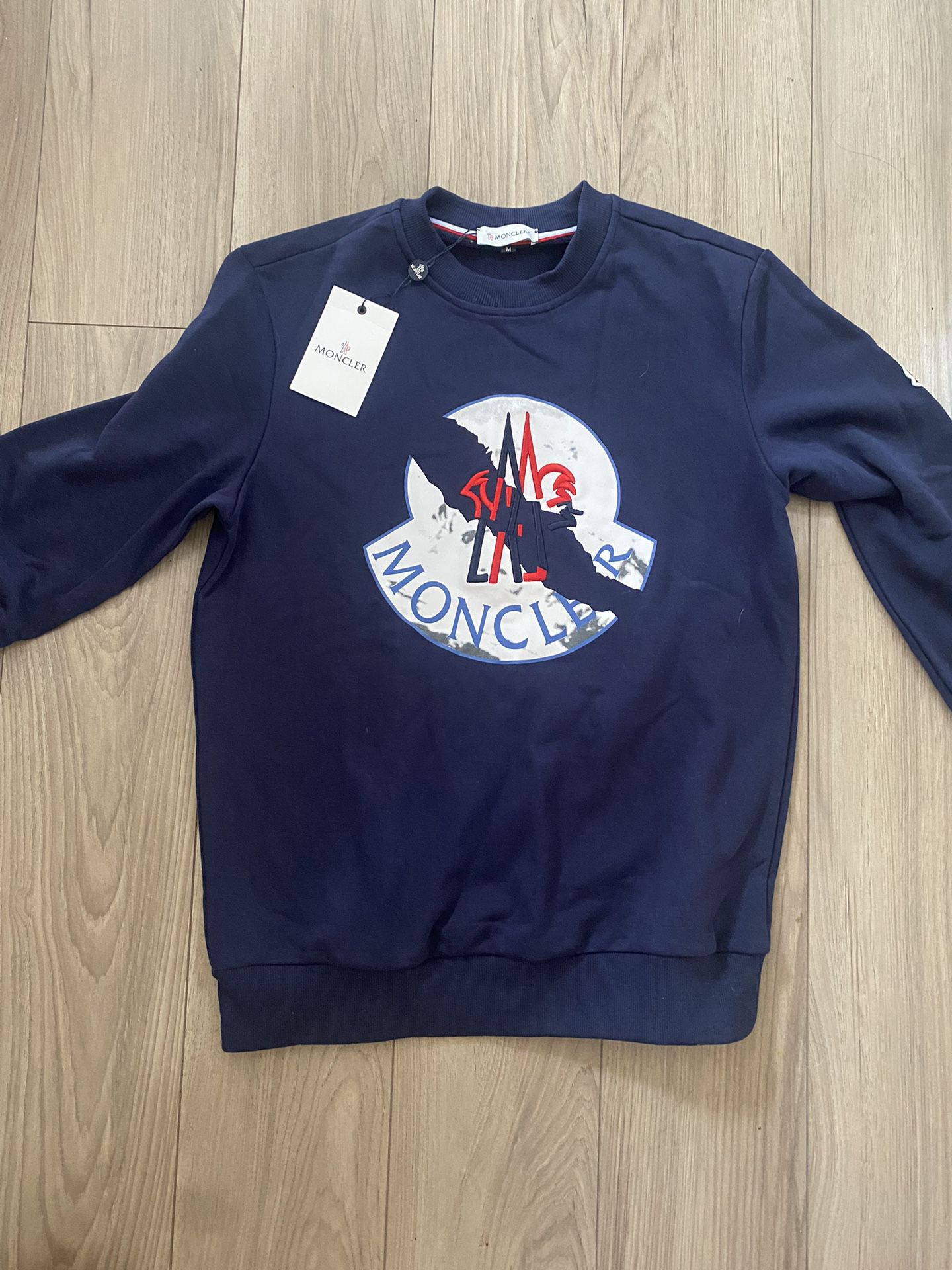 Moncler Embroidered Crewneck Sweatshirt, Size Medium, 