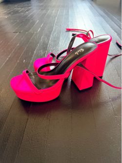 Shein Neon Pink Platform Lace-Up Heels Size 6.5