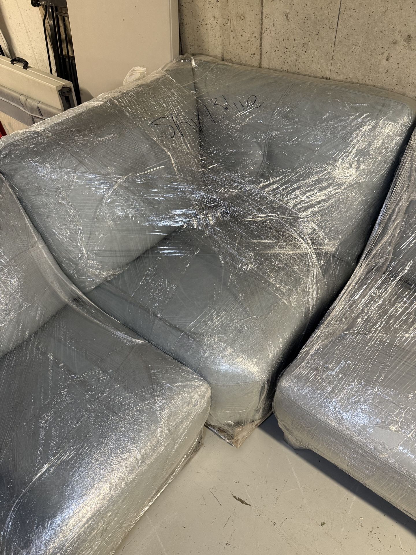 Macy’s Sky Blue Leather Corner Piece – Modular Sectional Replacement