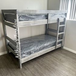 Twin Twin Bunk Bed With Both Mattresses