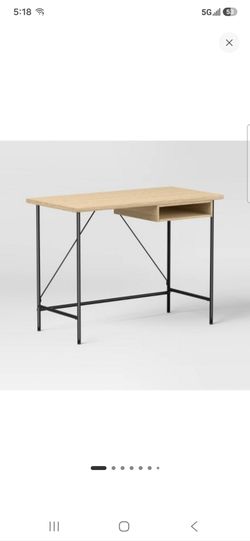 Wood Top Desk with Black Metal Frame