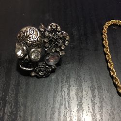 Ring With Skull Face Silver