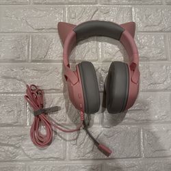 Razor Pink and Gray On-Ear Headphones with Cat Ears