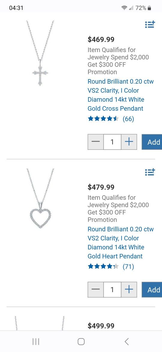 Round Brilliant 0.20 ctw VS2 Clarity, I Color Diamond 14kt White Gold Heart Pendant