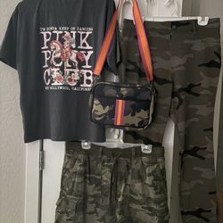 Camo Pants Skirt Bag & Pink Pony Club Tee Bundle