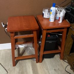 Set Of Wooden Bar Stools