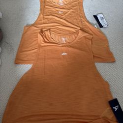 New Womens Lot Of 2 Reebok Size Large Orange Tank Top 