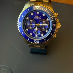 Invicta Chronograph Pro Diver Blue Dial/ Gold Plated 
