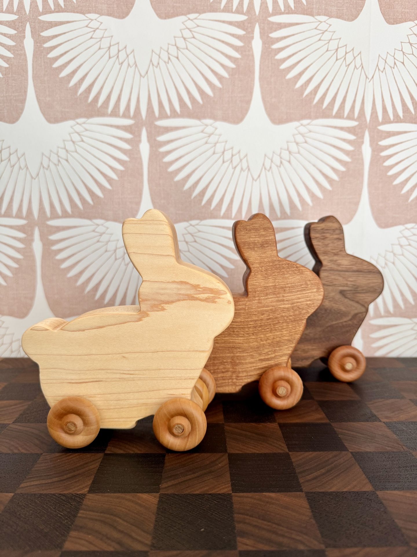 Wooden Montessori Bunny with Tail Toy | Natural Hardwood