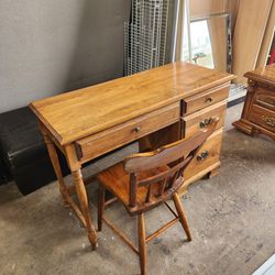 Vintage Wooden Desk w/ Chair