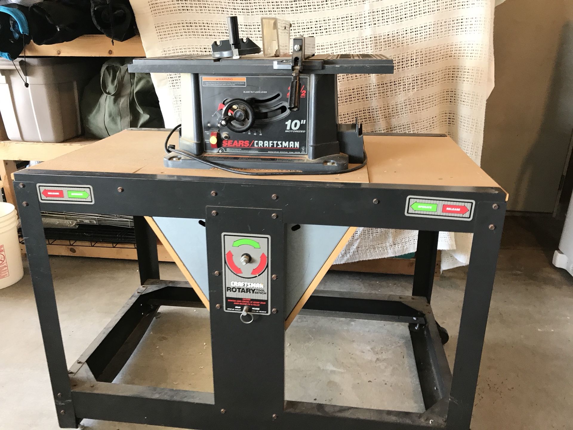Craftsman Table Saw with Rotary Tool Bench for Sale in San Diego, CA