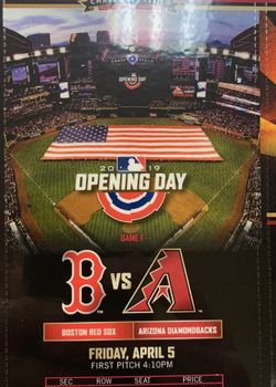 2-4 Diamondbacks-Red Sox Opening Day Tickets Section 128