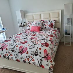 Queen Bed with Headboard and mattress (from Rooms to go). Available March 2026.