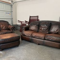 Leather Sofa, Chair & Ottoman