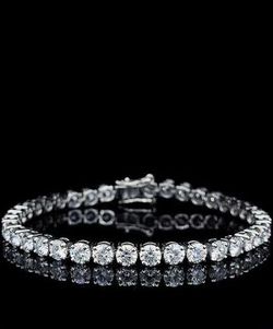 Silver Tennis Bracelet with Round Stones