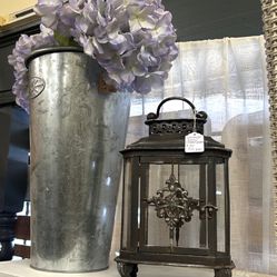 Vintage Glass and Metal Lantern Candle Holder
