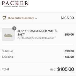 Yeezy Foam Runner Stone Salt Size 7