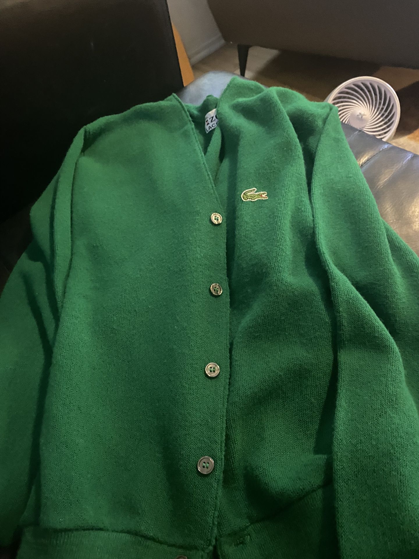 Vintage 1970’s Green Izod Lacoste Button Up Cardigan