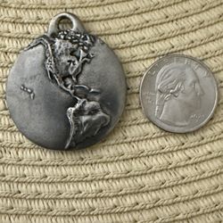 Silver Tone Earth Etched Pendant 