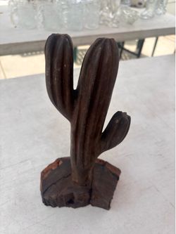 Vintage ironwood carved cactus