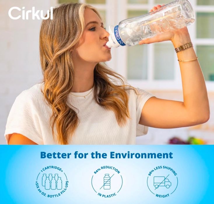 Cirkul 32oz. BPA-Free Plastic Water Bottle Starter Kit with Lid + 1 Flavor Cartridge