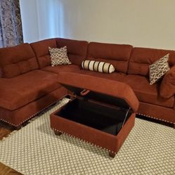 L Shape Sectional Sofa Couch With Storage Ottoman 