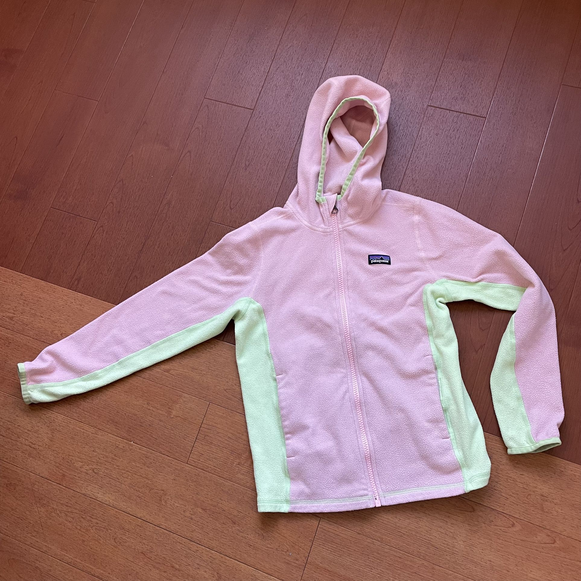 Patagonia Micro D Hoody Zip Up Fleece Jacket  Feather Pink Size Medium 10 Girls
