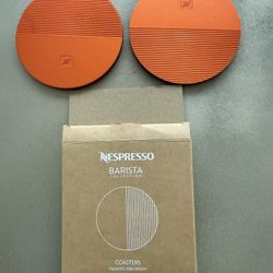 New In Box Nespresso Barista Limited Ed Aluminum Coasters Mandarin Orange 