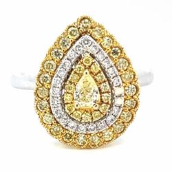 Woman’s Ladies 14k White Gold Pear Shaped Natural Yellow  Diamond 1.20 CTW Ring Size 7 GP3109447
