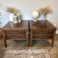 Vintage MCM Wood Side tables Nightstands Furniture Real Wood Midcentury Table 
