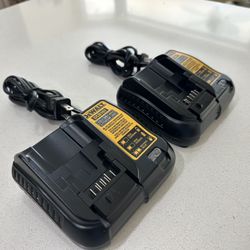 Set Of 2 Dewalt DCB107 12V/20V Lithium-Ion Battery Chargers.
