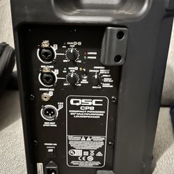 QSC CP8 Powered PA Speakers – Pair (2 Speakers) + Carrying Cases