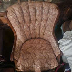 Vintage pink floral arm chair
