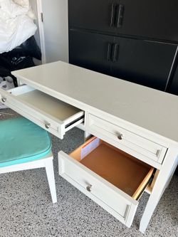 White wood desk with chair