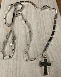 Cadena hombre stainlend monet dije crucifijo joyería antigua