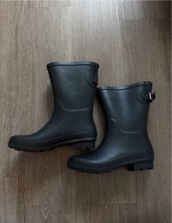 Rain Boots Waterproof Mid-Calf Black