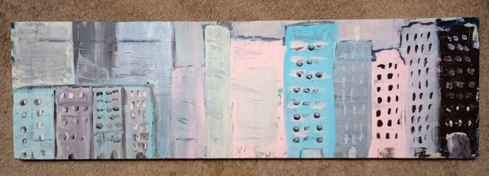 Abstract Painting 34" x 9.5" Home Decor Original Artwork *50.00* Paint Art