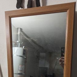 Oak Mirrored Storage Cabinet 