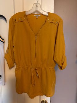 Mirage Mustard Yellow Zip-Front Tunic Top Medium