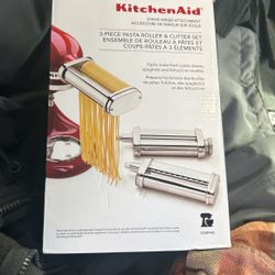 KitchenAid 3pc Pasta Roller & Cutter Set - KSMPRA: Metal Stand Mixer Accessories, Includes Fettuccine Cutter, Silver