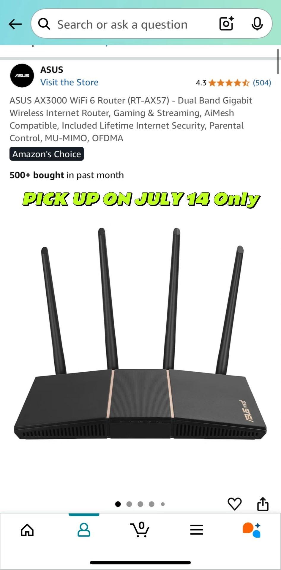 ASUS WIFI6 Router AX3000