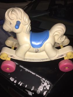 Kids rocking horse on wheels only 10 firm