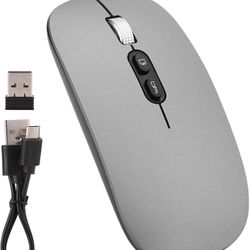 LED Wireless Mouse, Slim Silent Mouse 2.4G Portable Mobile Optical Office Mouse with USB & Type-c Receiver, 3 Adjustable DPI Levels for Notebook, PC,