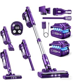Brand new 60kPa Cordless Vacuum Cleaner, 8000mAh Brushless Pet Vacuum, 6 in 1 Lightweight Stick Vacuum with 2L Dust Cup, 3 Suction Modes, 700W Portabl