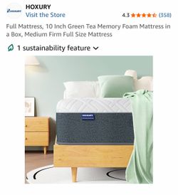 HOXURY 10” Memory Foam Mattress Green Tea Foam Medium Firm Full Size 54 × 75 × 10 in